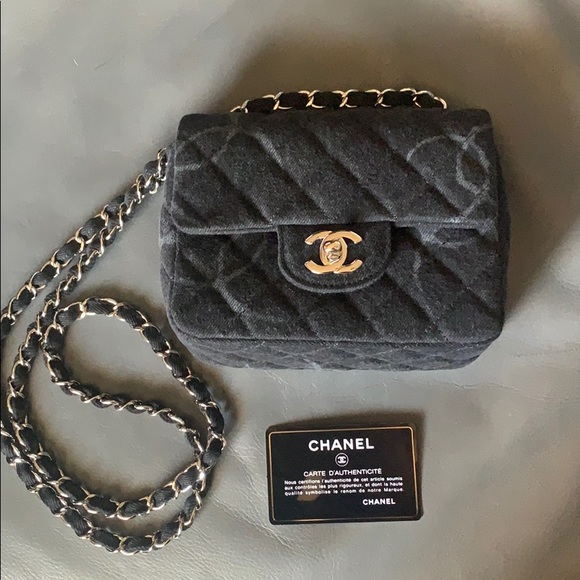 🦄 NWT Chanel 20B Black Denim Square Mini - Picture 2 of 7